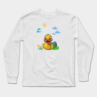 duck crayons draw Long Sleeve T-Shirt